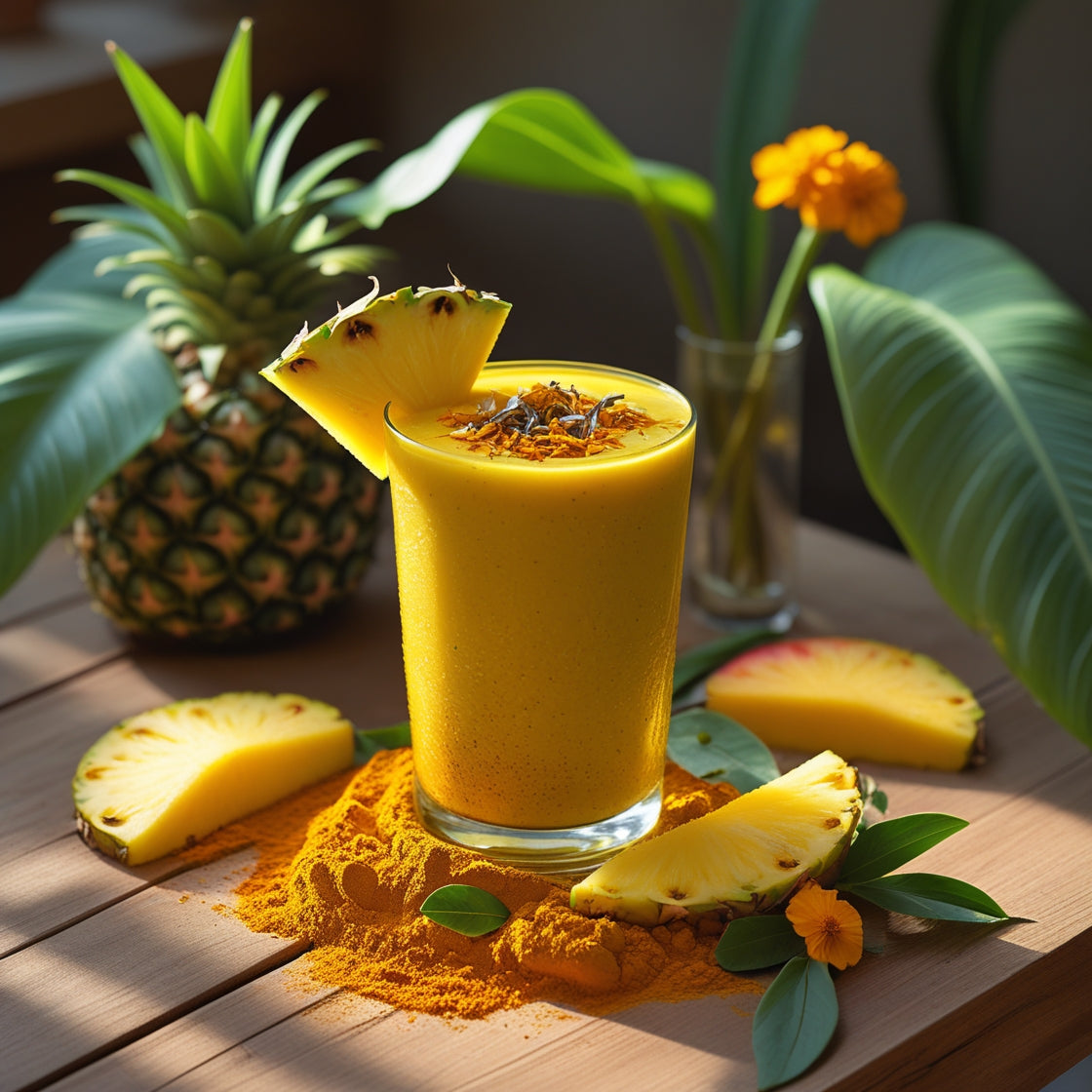 Rezept für scharfen gelben Smoothie - scharf-süß im Geschmack - roh vegan