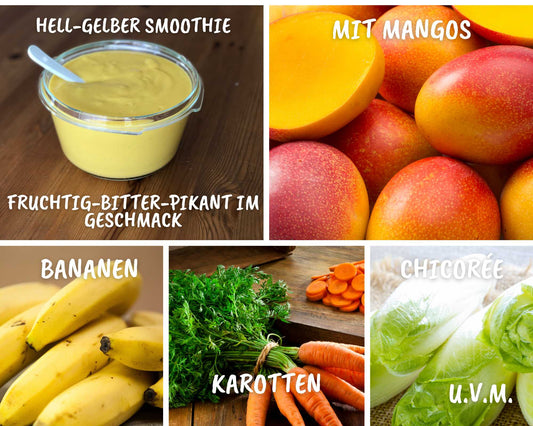 Rezept für Mango-Bananen-Karotten Smoothie - fruchtig-bitter-pikant im Geschmack