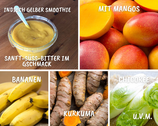 Rezept Indisch-gelber Smoothie - sanft-süß-bitter im Geschmack - roh vegan