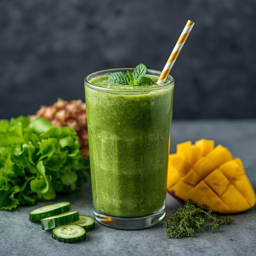 Green herbal smoothie recipe - sweet-bitter in taste - raw vegan